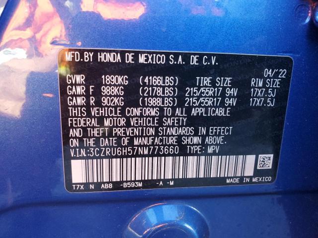 2022 HONDA HR-V 3CZRU6H57NM773660