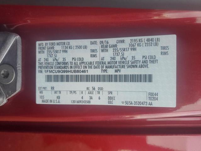 2017 FORD ESCAPE SE - 1FMCU9G99HUB80461