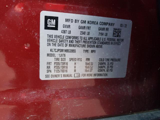 2022 CHEVROLET TRAX 1LT - KL7CJPSM1NB533955