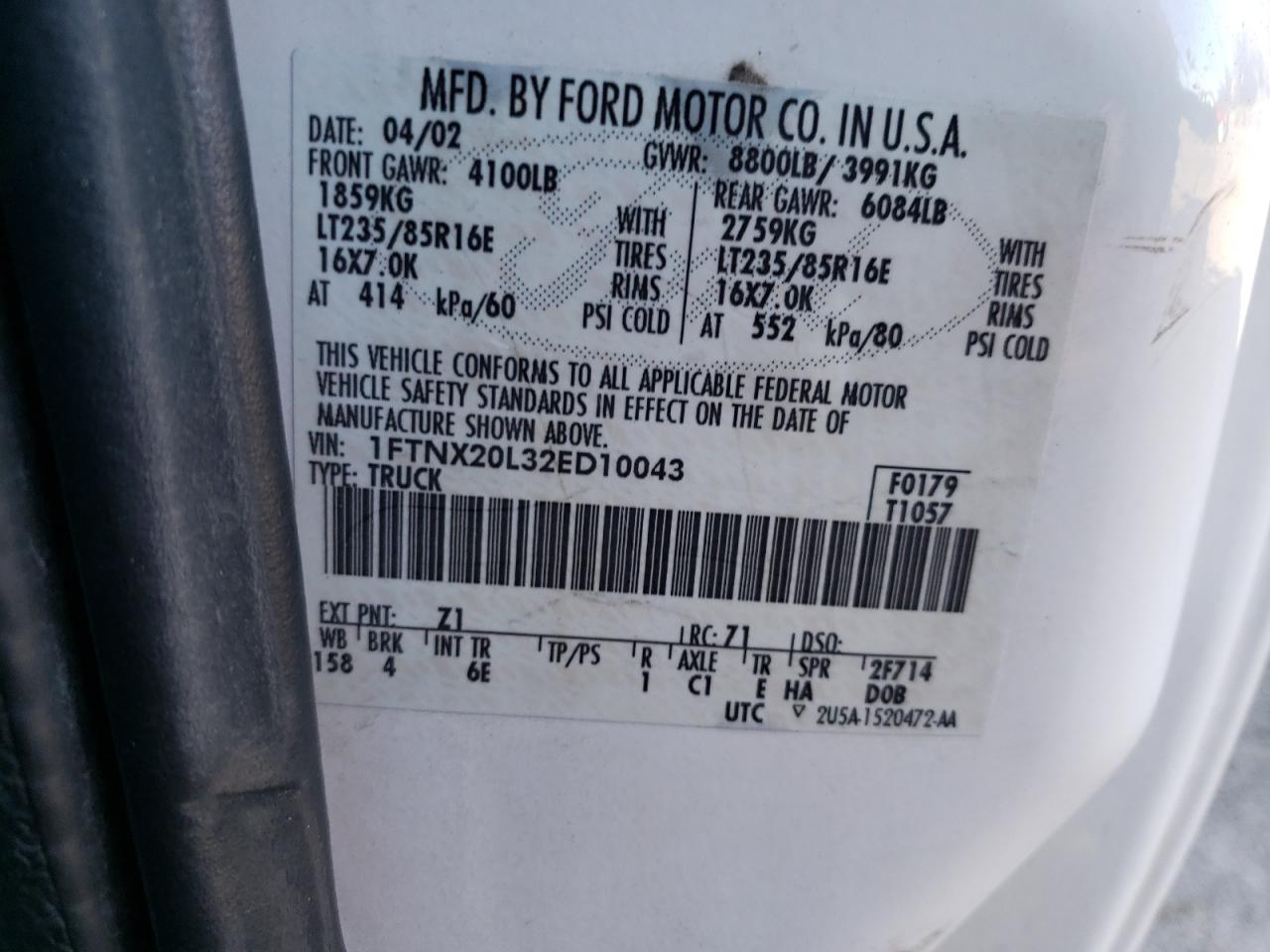 Lot #3029591078 2002 FORD F250 SUPER