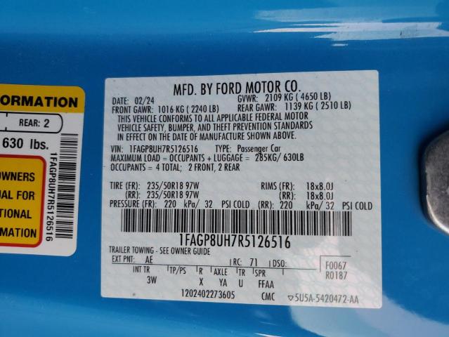 VIN 1FAGP8UH7R5126516 2024 FORD ALL MODELS no.12