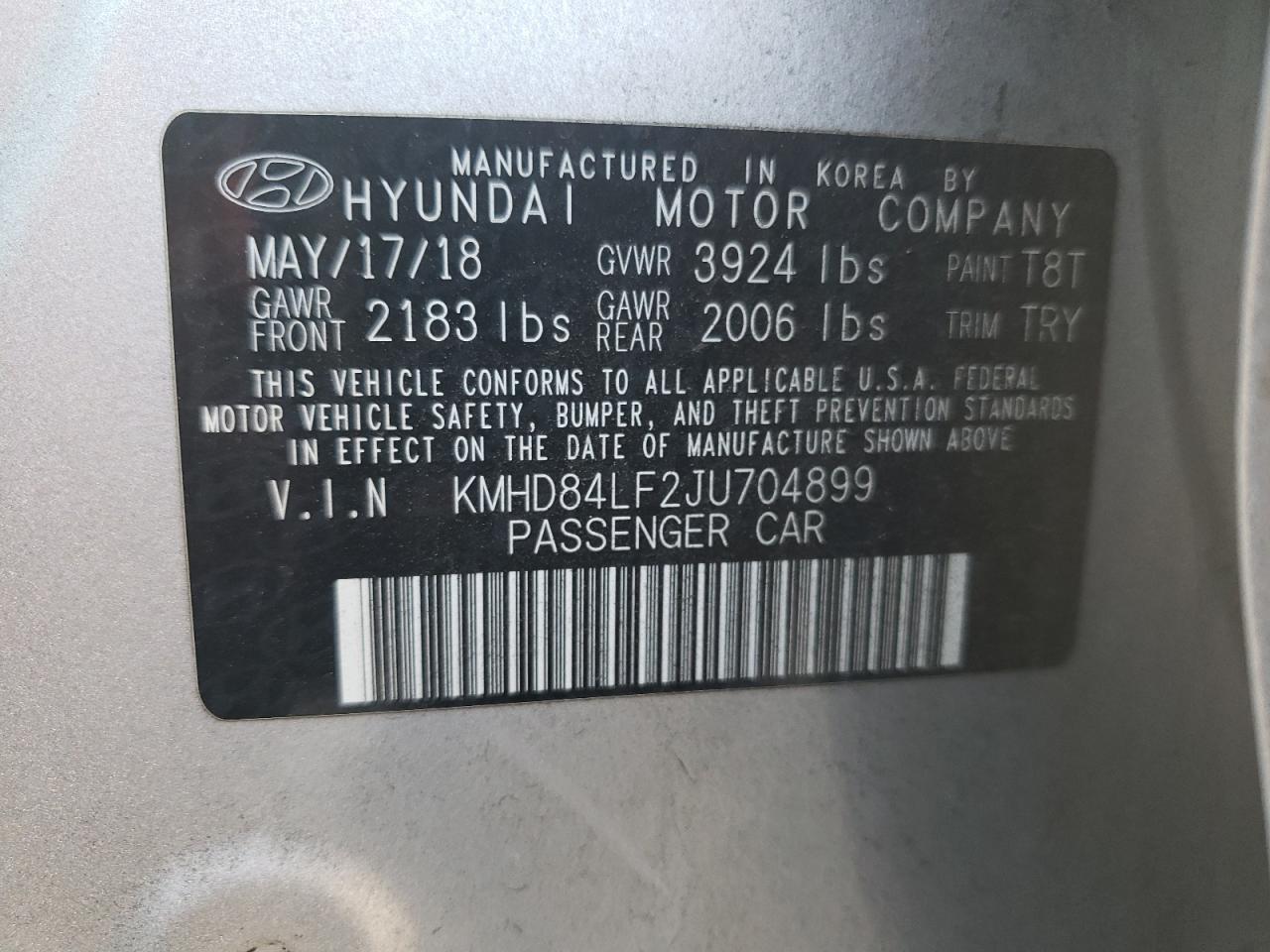 Lot #3029702096 2018 HYUNDAI ELANTRA SE