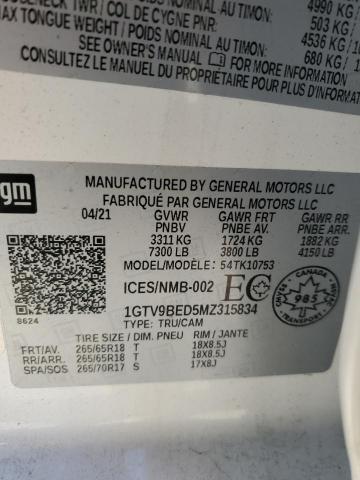 2021 GMC SIERRA K15 1GTV9BED5MZ315834