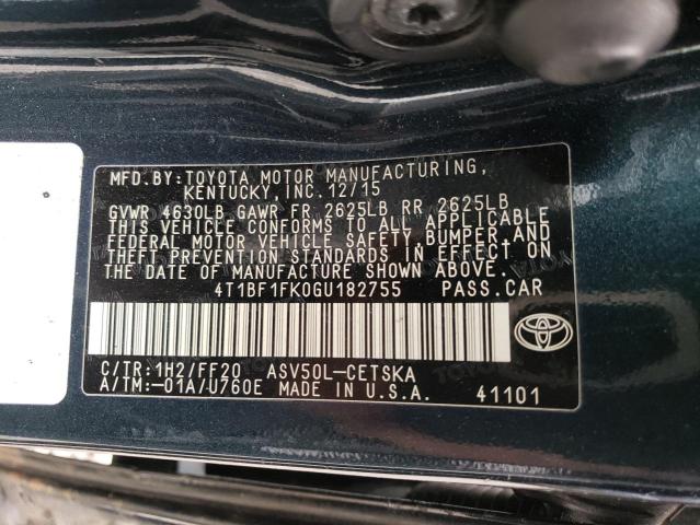 2016 TOYOTA CAMRY LE - 4T1BF1FK0GU182755