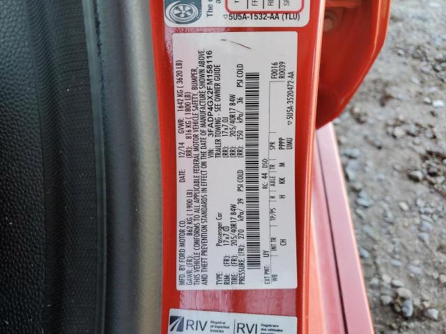 2015 FORD FIESTA ST 3FADP4GX2FM158116
