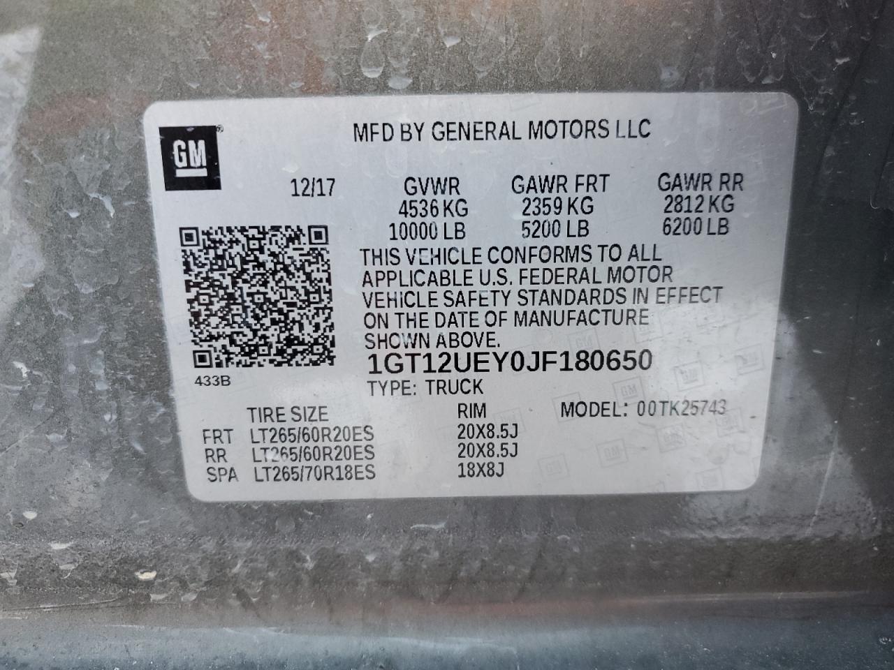 Lot #3030524524 2018 GMC SIERRA K25