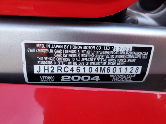 2004 HONDA VFR800 JH2RC46104M601128