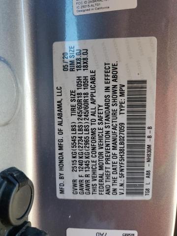 2020 HONDA PILOT EX 5FNYF5H38LB027059
