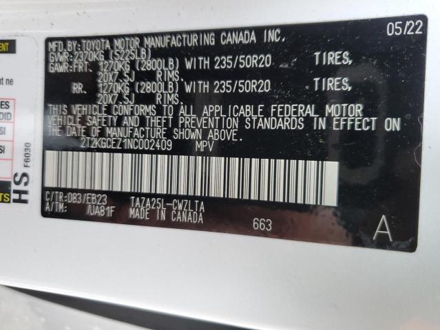 2022 LEXUS NX 350 2T2KGCEZ1NC002409