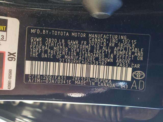 2016 TOYOTA COROLLA L - 2T1BURHE4GC539187