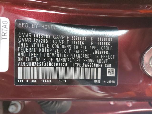 2021 HONDA CLARITY TO - JHMZC5F30MC001620