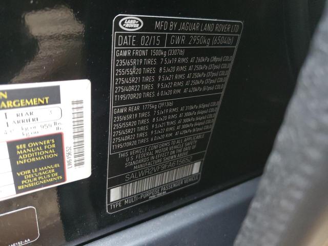 2015 LAND ROVER RANGE ROVE - SALWR2VF9FA615652