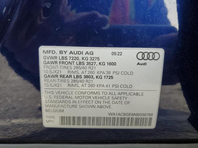 2022 AUDI E-TRON S P WA1ACBGE6NB038766