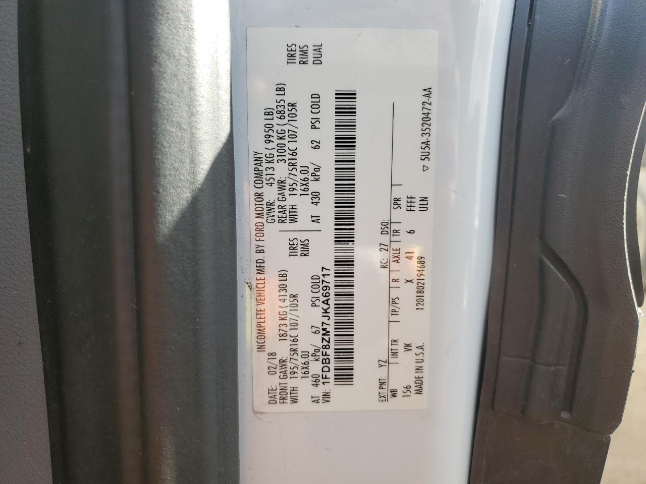 Lot #3023391310 2018 FORD TRANSIT T-