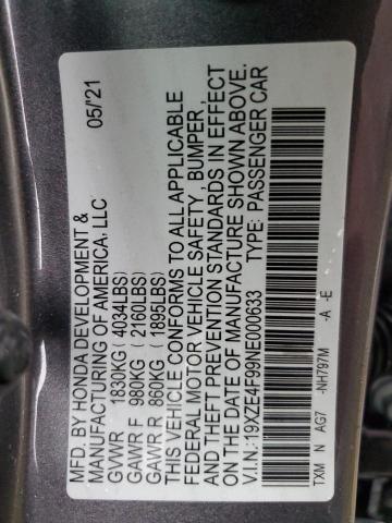 2022 HONDA INSIGHT TO 19XZE4F99NE000633
