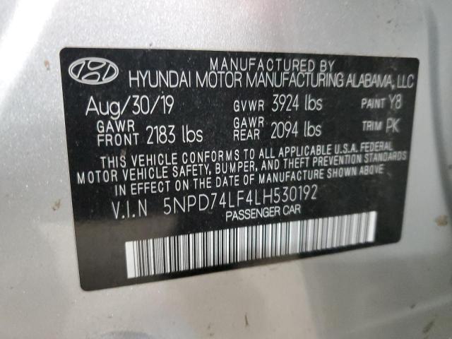 VIN 5NPD74LF4LH530192 2020 HYUNDAI ELANTRA no.13