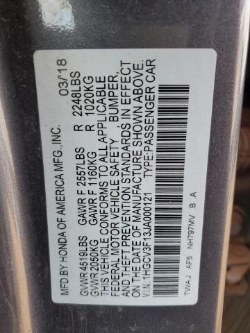 2018 HONDA ACCORD HYB - 1HGCV3F13JA000121