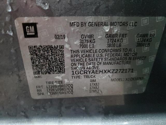 2019 CHEVROLET SILVERADO - 1GCRYAEHXKZ272171