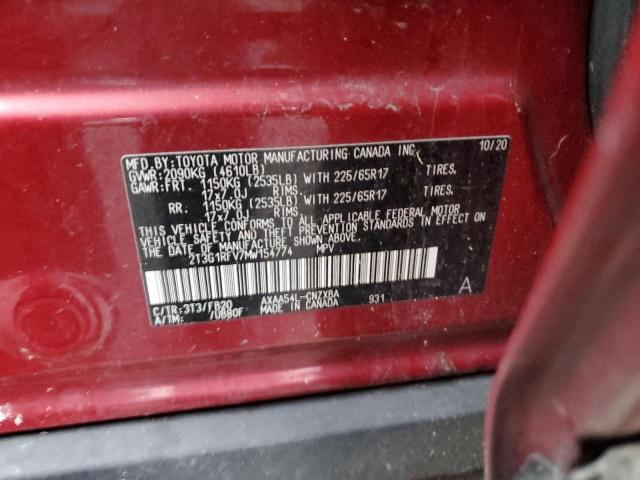 2021 TOYOTA RAV4 LE - 2T3G1RFV7MW154774