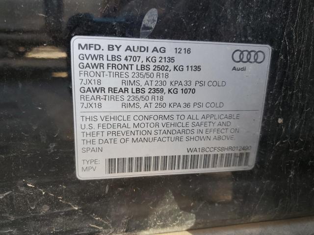 VIN WA1BCCFS8HR012490 2017 AUDI Q3 no.13