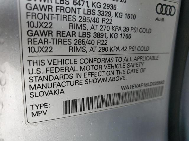 2020 AUDI Q8 PREMIUM - WA1EVAF18LD026592