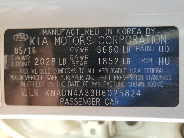 VIN KNADN4A33H6025824 2017 KIA RIO no.12