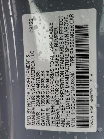 2022 HONDA ACCORD HYB - 1HGCV3F21NA033245