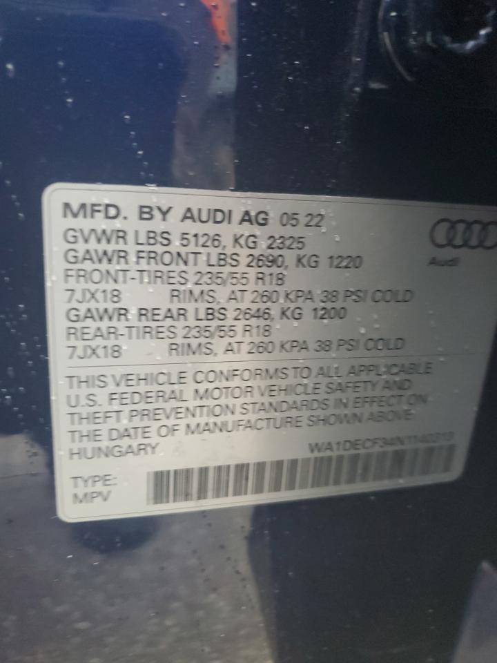 Lot #3034334064 2022 AUDI Q3 PREMIUM