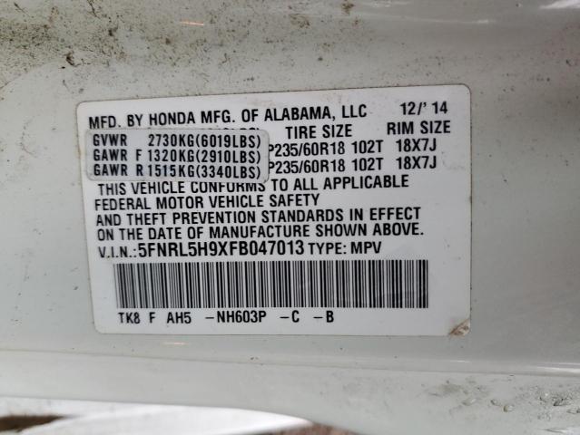 2015 HONDA ODYSSEY TO - 5FNRL5H9XFB047013