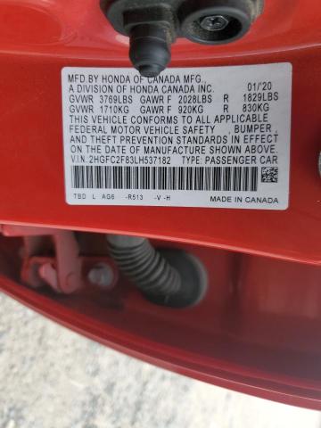 2020 HONDA CIVIC - 2HGFC2F83LH537182