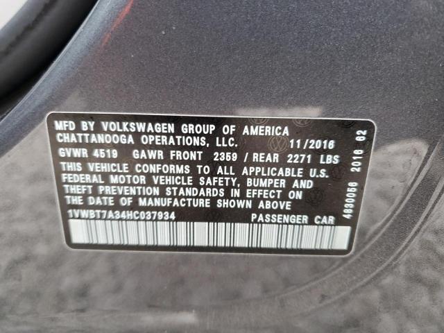 2017 VOLKSWAGEN PASSAT SE - 1VWBT7A34HC037934