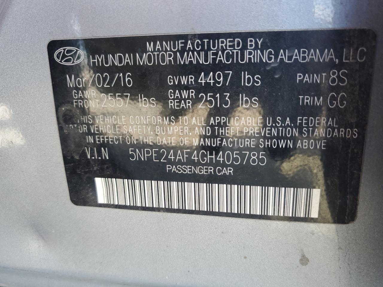 Lot #3029698081 2016 HYUNDAI SONATA SE