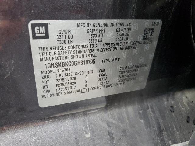 2016 CHEVROLET TAHOE K150 - 1GNSKBKC9GR310795