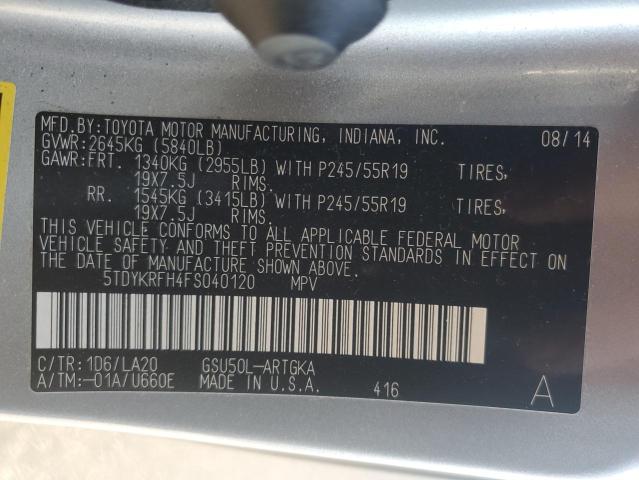 2015 TOYOTA HIGHLANDER - 5TDYKRFH4FS040120