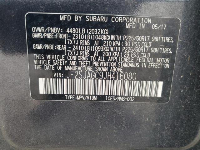 2018 SUBARU FORESTER 2 - JF2SJAGC9JH416080