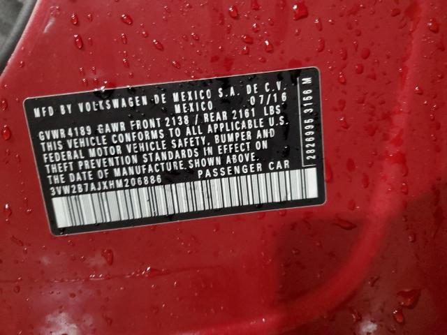 2017 VOLKSWAGEN JETTA S - 3VW2B7AJXHM206886