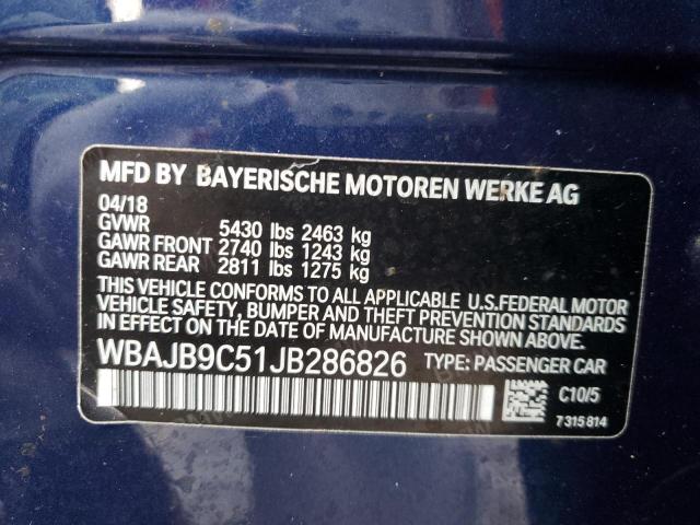 VIN WBAJB9C51JB286826 2018 BMW M5 no.12