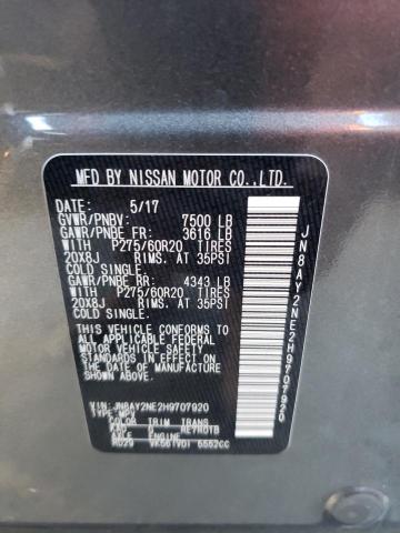 2017 NISSAN ARMADA PLA - JN8AY2NE2H9707920