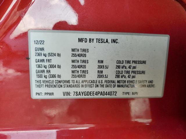 2023 TESLA MODEL Y 7SAYGDEE4PA044072