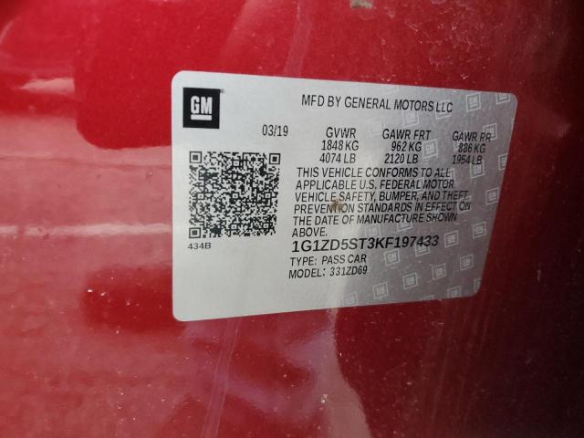 2019 CHEVROLET MALIBU  LT 1G1ZD5ST3KF197433