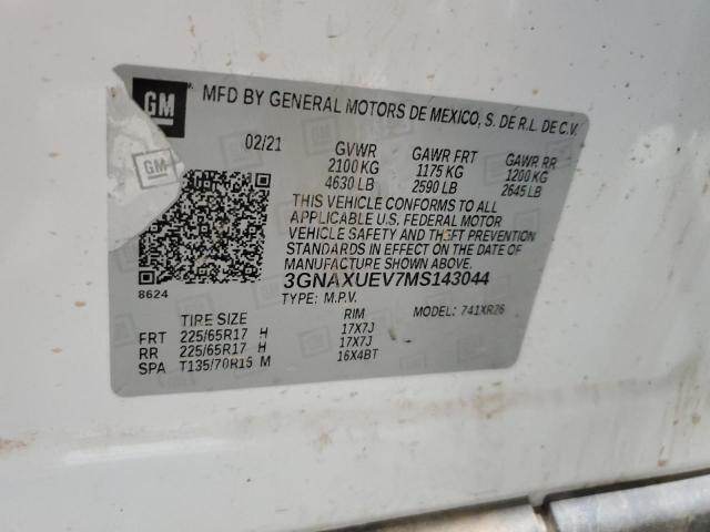 2021 CHEVROLET EQUINOX LT - 3GNAXUEV7MS143044