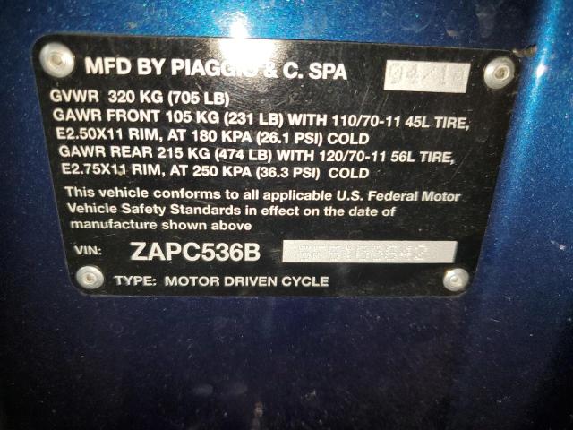 2015 VESPA PRIMAVERA ZAPC536B5F5100842