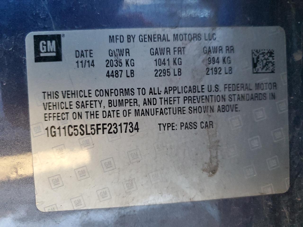 1g11c5sl5ff231734 - 2015 chevrolet malibu - #83061984