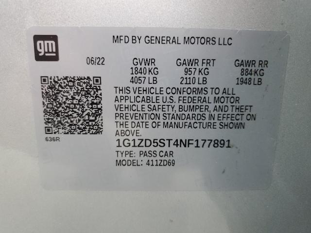 2022 CHEVROLET MALIBU LT - 1G1ZD5ST4NF177891