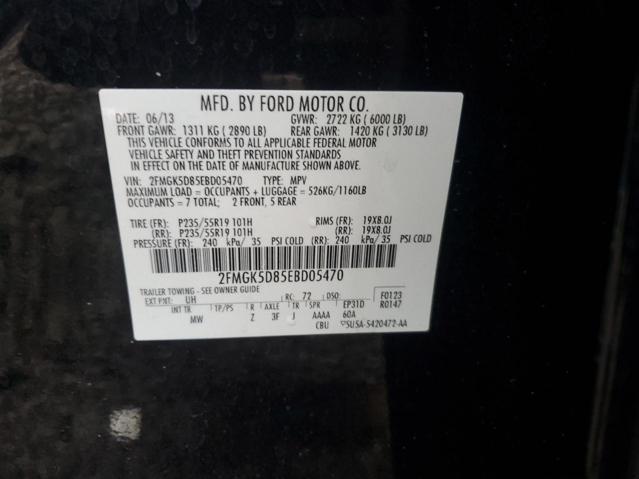 Lot #3032544401 2014 FORD FLEX LIMIT