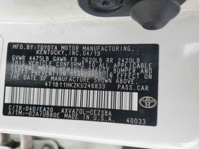 2019 TOYOTA CAMRY L - 4T1B11HK2KU246833