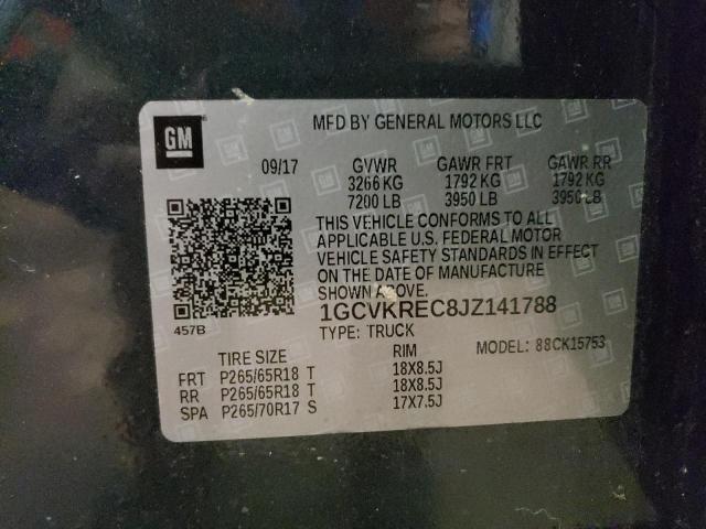2018 CHEVROLET SILVERADO - 1GCVKREC8JZ141788