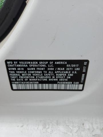 2017 VOLKSWAGEN PASSAT SE - 1VWBT7A31HC067358