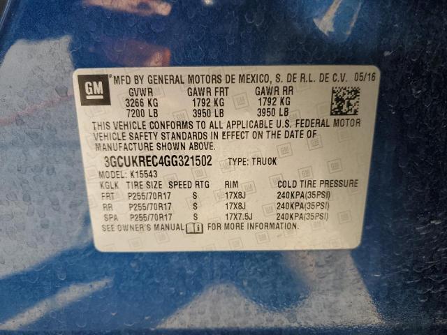 2016 CHEVROLET SILVERADO - 3GCUKREC4GG321502