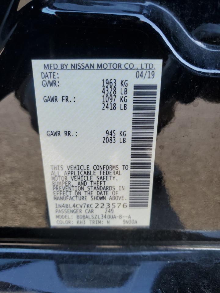 Lot #3030638129 2019 NISSAN ALTIMA SR